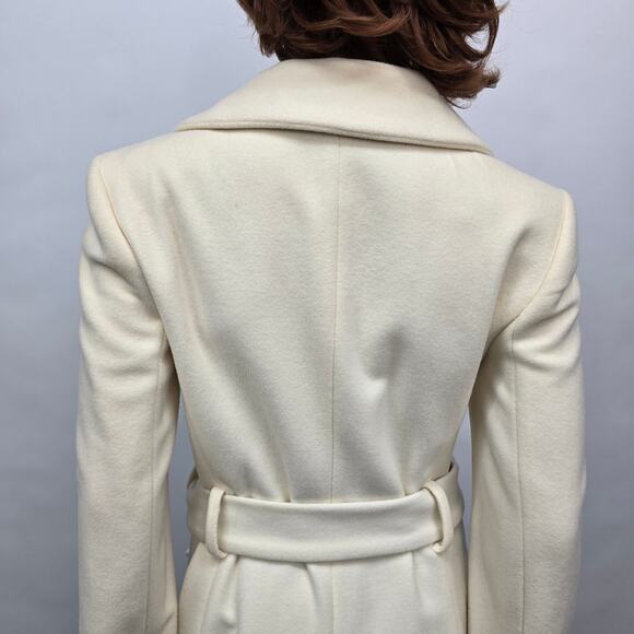 NWOT ZARA Basic Coat Peacoat Women S Cream/ Ivory Wool Belted Shawl Stand Collar - Picture 9 of 12